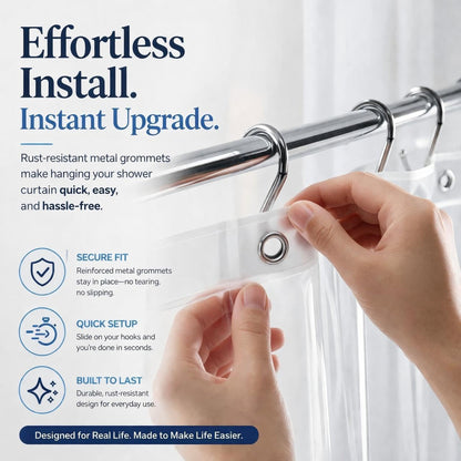 EHZNZIE White Shower Curtain Liner 72x72, PEVA Waterproof Bath Curtain, No Chemical Smell, 3 Weighted Magnets, Durable with Rustproof Metal Grommets