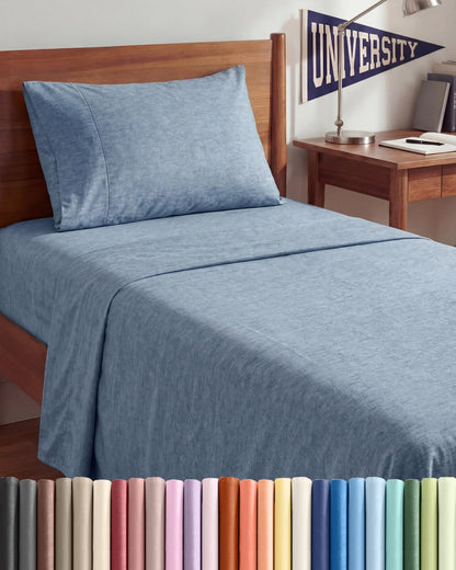 Twin XL 3 Piece Sheet Set - College Dorm Room Essentials - White | Deep Pocket Bed Sheets for Women, Men, Teens & Students, Soft, Cooling, Breathable & Wrinkle Free, Oeko-Tex Bed Sheet Set