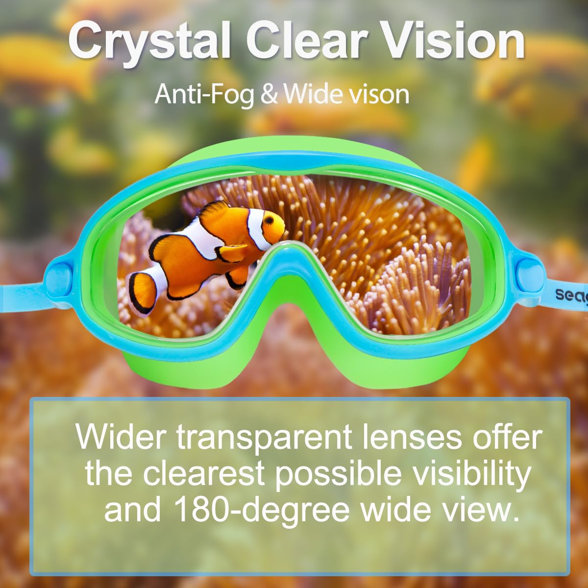 Seago Swim Goggles 2 Pack Anti-Fog Anti-UV Wide View Swimming Goggles for Kids 3-14