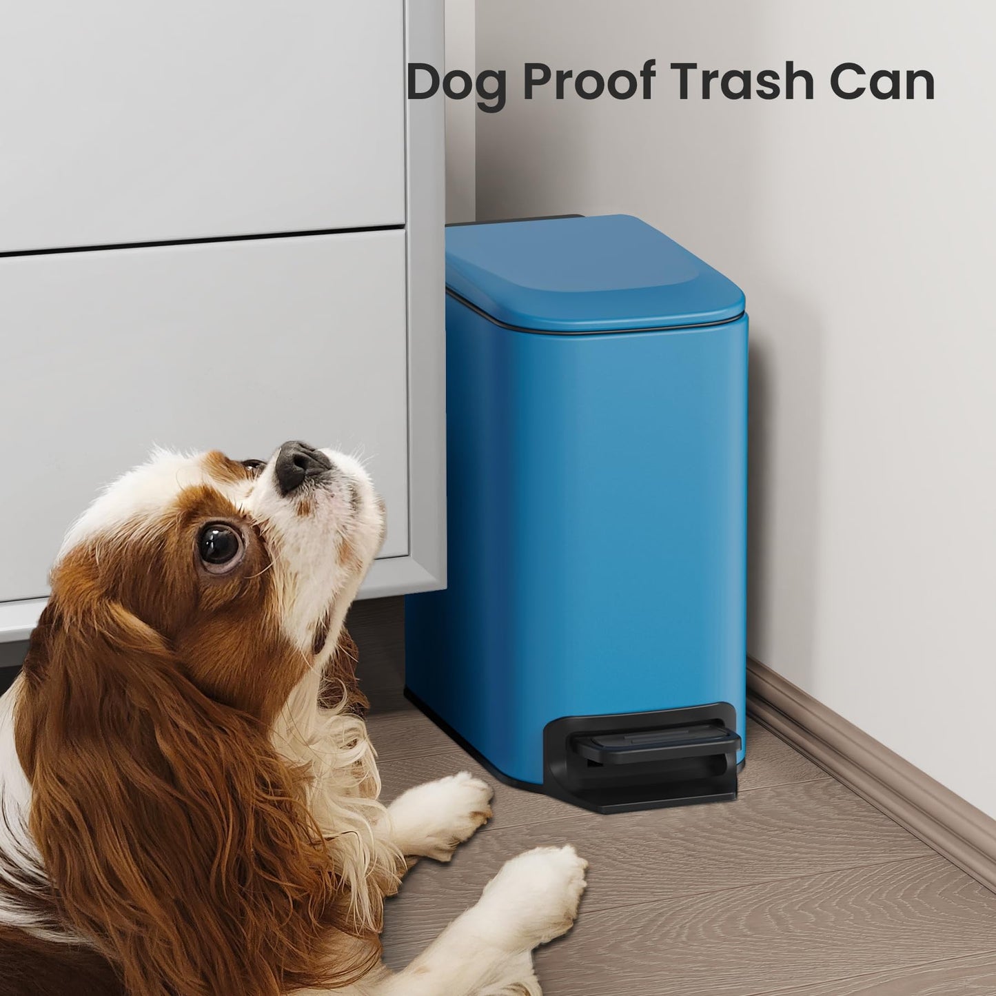 Cesun Small Bathroom Trash Can with Lid, 1.6 Gal, Soft Close, Sage Green | Step pedal soft close, Slim 5.9in fits narrow spaces, Stainless steel, Anti-fingerprint, Removable inner bucket, Odor seal
