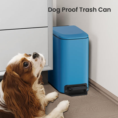 Cesun Small Bathroom Trash Can with Lid, 1.6 Gal, Soft Close, Sage Green | Step pedal soft close, Slim 5.9in fits narrow spaces, Stainless steel, Anti-fingerprint, Removable inner bucket, Odor seal