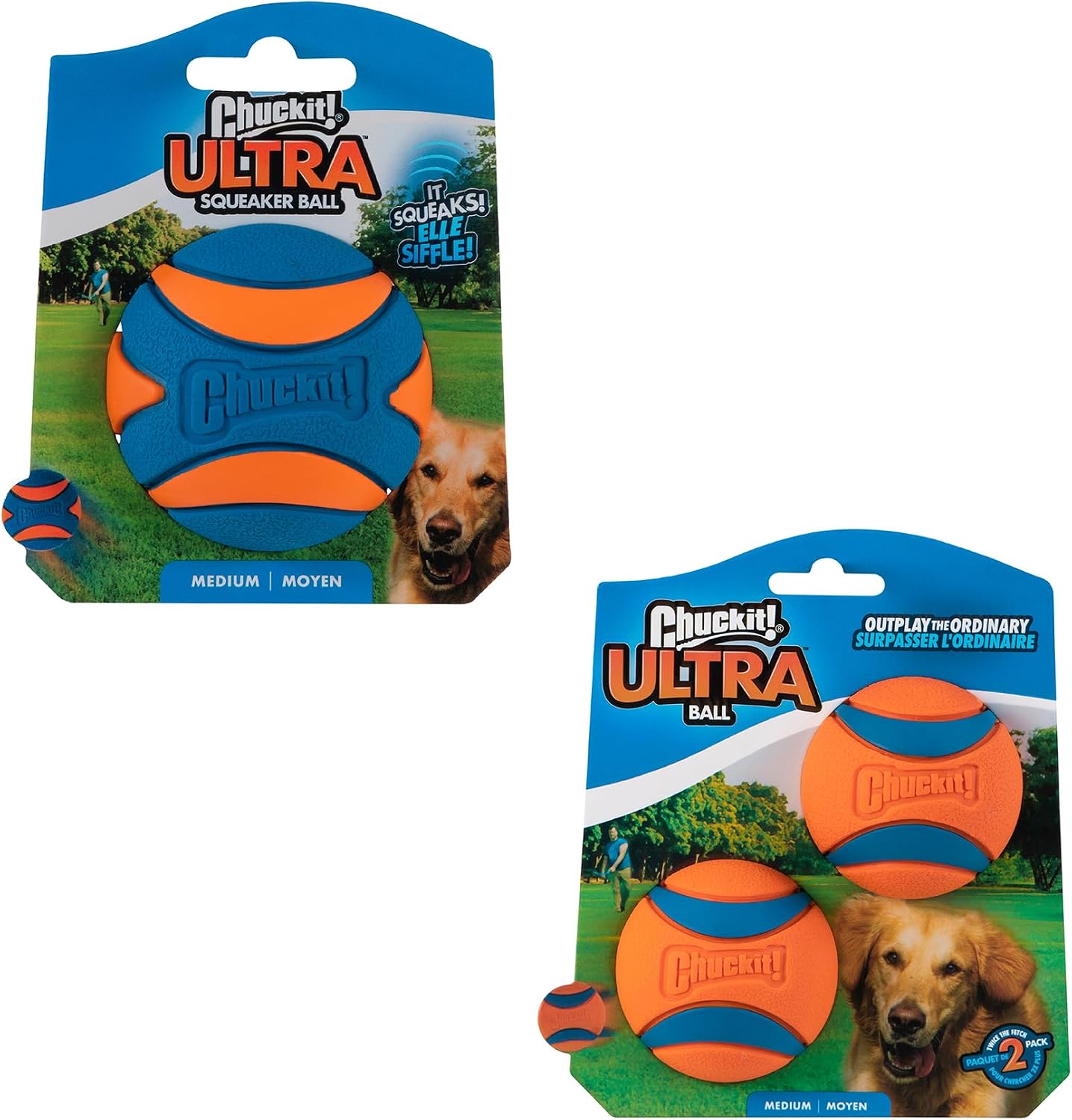 Chuckit! Ultra Ball Dog Toy, Durable Rubber, Medium 2.5-in, 2 Pack | Made from Durable Rubber with an Extra-Thick Core, This Bouncy Fetch Ball Floats in Water for Lasting Games of Fetch