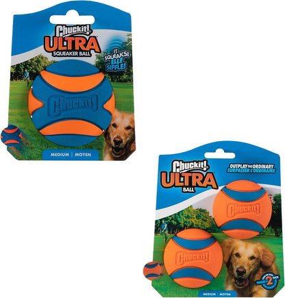Chuckit! Ultra Ball Dog Toy, Durable Rubber, Medium 2.5-in, 2 Pack | Made from Durable Rubber with an Extra-Thick Core, This Bouncy Fetch Ball Floats in Water for Lasting Games of Fetch