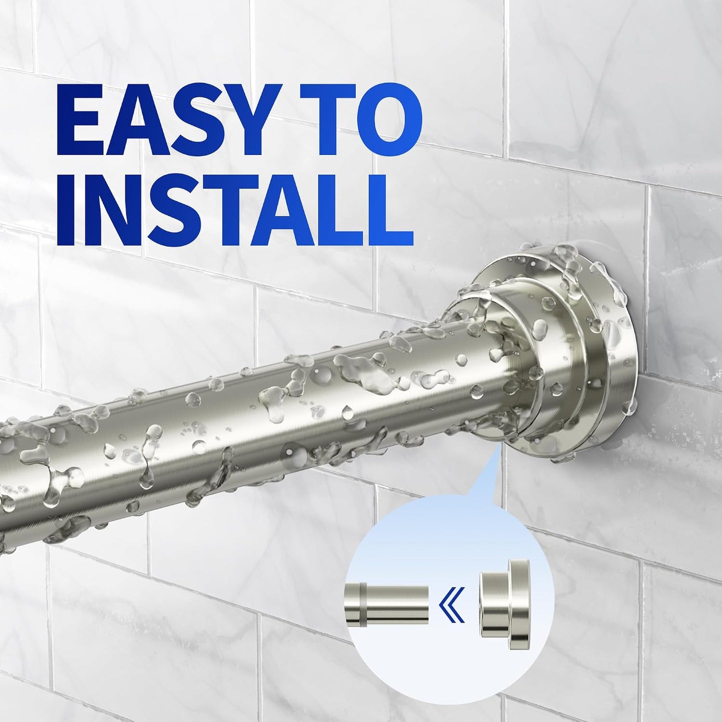 Mcrbeay Shower Curtain Rod, 1" Diameter Heavy Duty Tension Shower Rod | Adjustable 28-74 inch Non Slip No Drill Spring Tension Rod For Bathroom, Shower Stall, No Rust, Bronze
