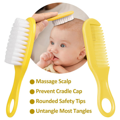 Baby Grooming Kit, Infant Safety Care Set with Hair Brush Comb Nail Clipper Nasal Aspirator,Baby Essentials Kit for Newborn Girls Boys (Grey White)