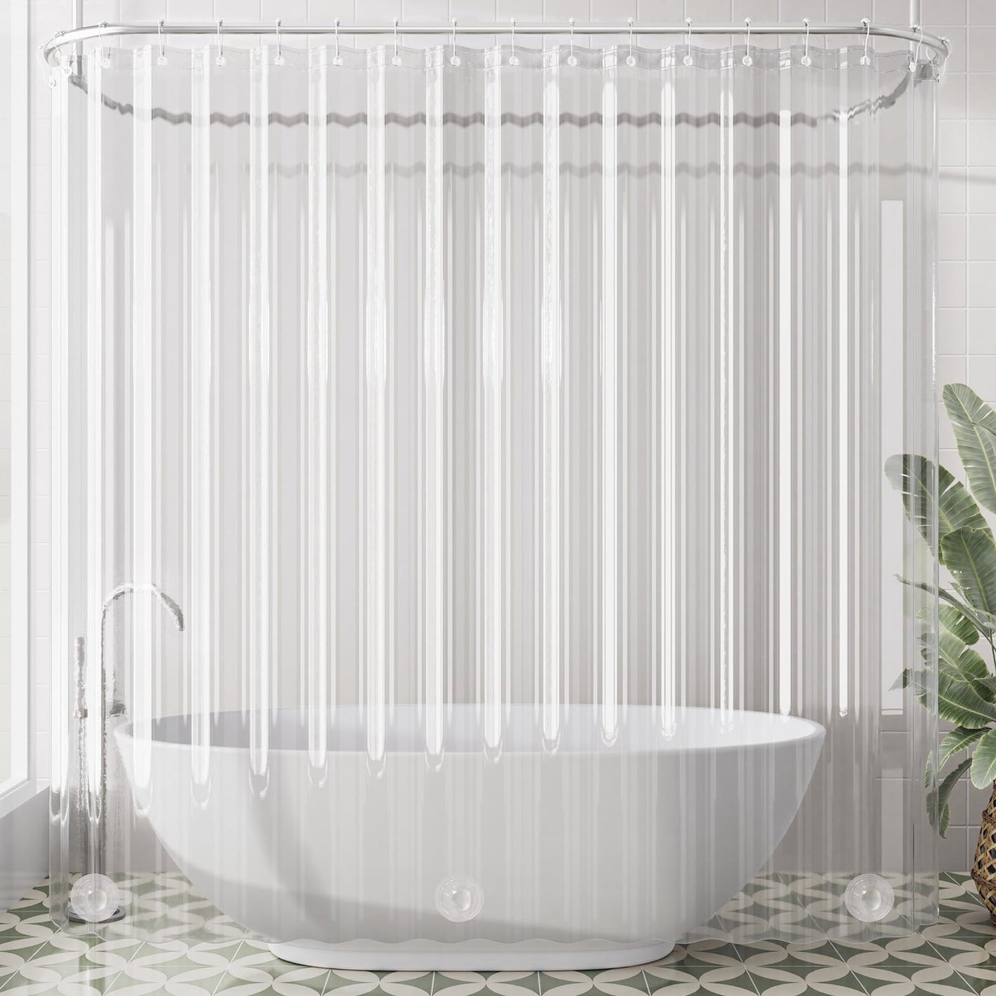 AmazerBath Plastic Shower Curtain Clear Premium PEVA, Clear Shower Curtain Heavy Duty 8G, Weighted Shower Curtains for Bathroom Accessories with 3 Big Stones and 12 Rustproof Grommets, 72x72 Inches