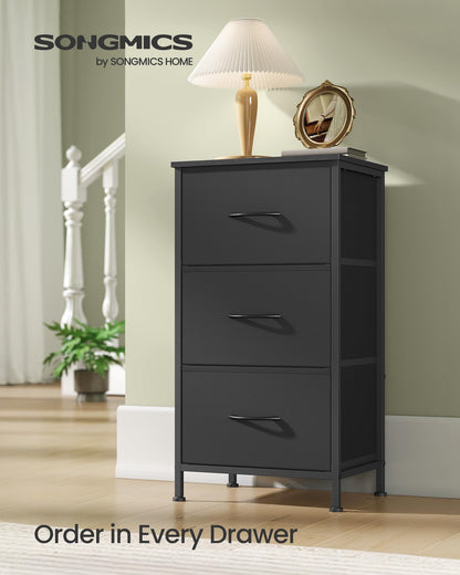 SONGMICS BELLAH Collection - Dresser for Bedroom, Chest of Drawers, Storage Organizer Unit, Closet, Entryway, Steel, 4 Drawers, Modern, Ink Black and Ebony Black ULGS314B01S