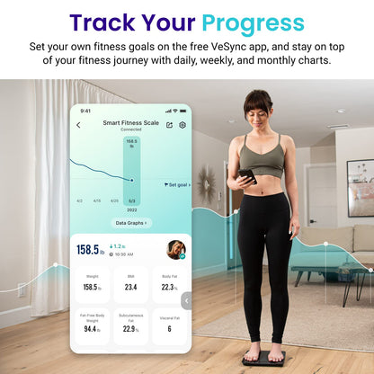 Etekcity Smart Scale for Body Weight, Body Fat and BMI, FSA Eligible | HSA Eligible, Bathroom Scale with Muscle Mass, Accurate Bluetooth App Sync, LED Display and Tempered Glass