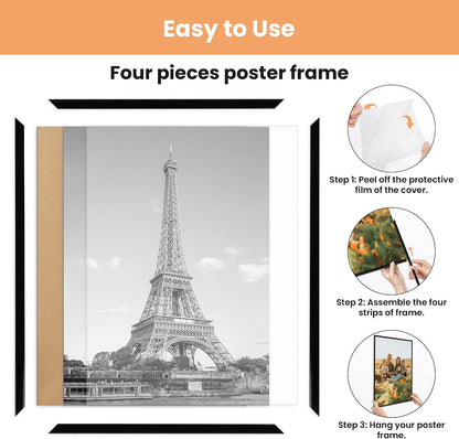 upsimples 12x16 Poster Frame, Easy Slide-In Assembly, Black, 3 Pack | Gallery Wall 12 x 16 Picture Frames Set for Family, Wedding, Christmas, Easy to Change Photos