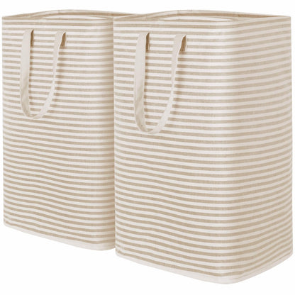 Lifewit 2 Pack Laundry Basket 80L Each, Collapsible Clothes Hamper with Reinforced Handles, Freestanding Waterproof Design for Bedroom and Laundry Room, Grey 160L Total