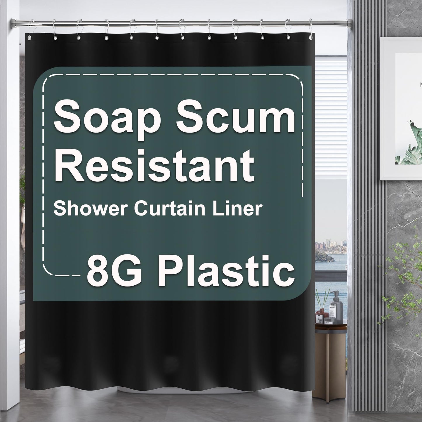 AmazerBath Plastic Shower Curtain Clear Premium PEVA, Clear Shower Curtain Heavy Duty 8G, Weighted Shower Curtains for Bathroom Accessories with 3 Big Stones and 12 Rustproof Grommets, 72x72 Inches