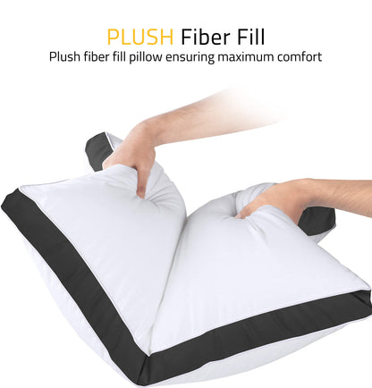 Utopia Bedding Gusset Bed Pillow, Hotel Pillows Queen Size Set of 2, White | Cotton Blended Down alternative pillows for sleeping, soft fluffy cooling comfort for Back, side & stomach sleepers, 2 pack