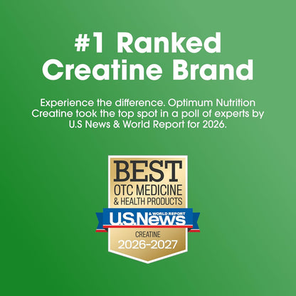 Optimum Nutrition Creatine, Micronized Creatine Monohydrate Powder, Supports Strength & Recovery, Banned Substance Tested, Unflavored, 5g per Serving, 60 Servings | 5g Micronized Creatine Monohydrate Powder Per Serving, Supports Muscle Strength & Power, E