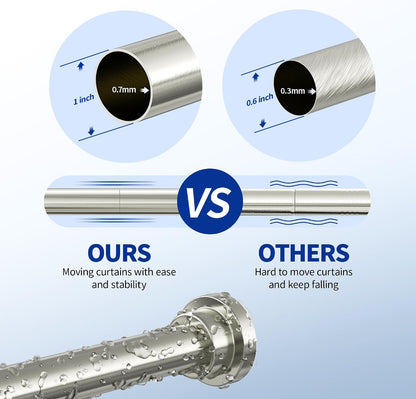 Mcrbeay Shower Curtain Rod, 1" Diameter Heavy Duty Tension Shower Rod | Adjustable 28-74 inch Non Slip No Drill Spring Tension Rod For Bathroom, Shower Stall, No Rust, Bronze