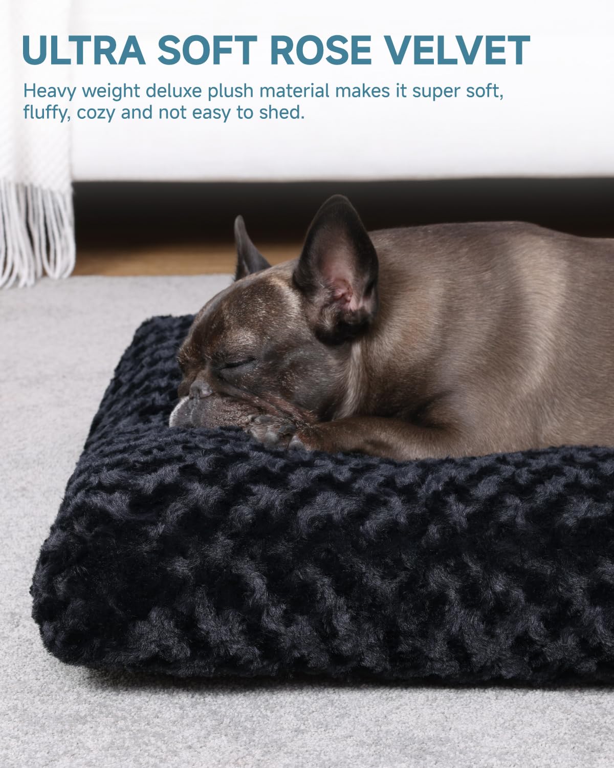 KSIIA Washable Dog Bed Medium Size Dog Crate Bed Plush Pet Mat 35"x23" Gray | Deluxe Plush Comfy Kennel Pad, Anti-Slip Bottom,Deep Sleeping Mat for Medium Dogs,Machine Washable for Easy Cleaning