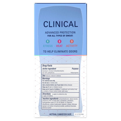 Secret Clinical Strength Invisible Solid Antiperspirant Deodorant for Women, 100HR Sweat & Odor Protection, 3X Stress Protection with Hyaluronic Acid, PH Balanced, Completely Clean Scent, 2.6 oz