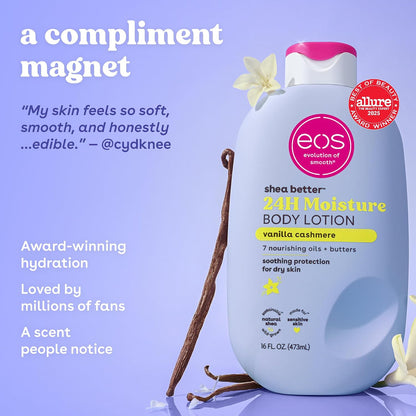 eos Shea Better Body Lotion- Vanilla Cashmere, 24-Hour Moisture, 16 fl oz