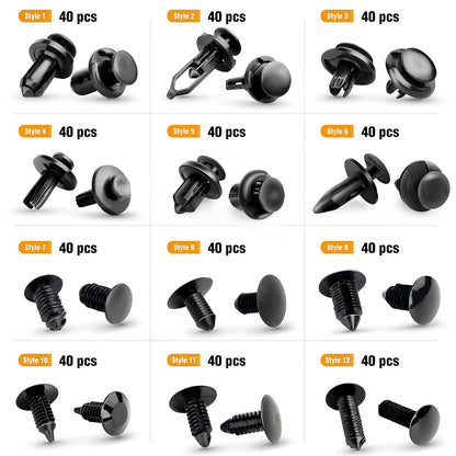 GOOACC 240PCS Bumper Retainer Clips Car Plastic Rivets Fasteners Push Retainer Kit 12 Popular Sizes Auto Push Pin Rivets Set -Door Trim Panel Fender Clips for GM Ford Toyota Honda Chrysler