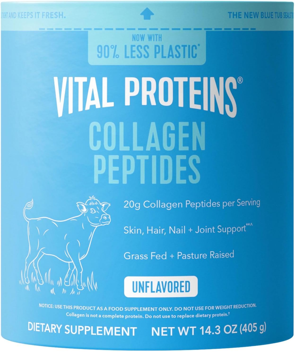 Vital Proteins Collagen Peptides Powder, Unflavored, 9.33oz | Grass-Fed Collagen Peptides, Supports Hair Skin & Nails, Bones & Joints, 13 Servings