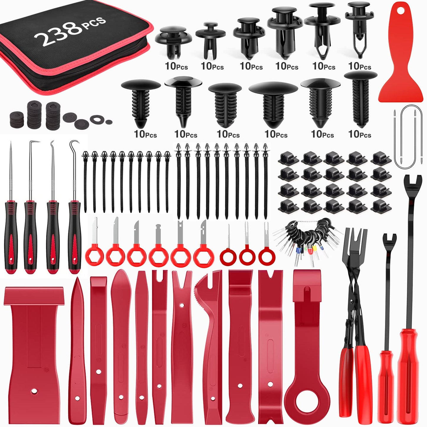 GOOACC 240PCS Bumper Retainer Clips Car Plastic Rivets Fasteners Push Retainer Kit 12 Popular Sizes Auto Push Pin Rivets Set -Door Trim Panel Fender Clips for GM Ford Toyota Honda Chrysler