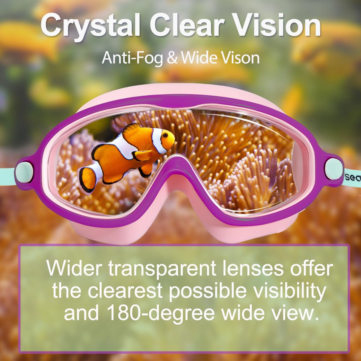 Seago Swim Goggles 2 Pack Anti-Fog Anti-UV Wide View Swimming Goggles for Kids 3-14