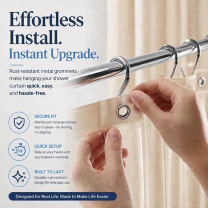 EHZNZIE White Shower Curtain Liner 72x72, PEVA Waterproof Bath Curtain, No Chemical Smell, 3 Weighted Magnets, Durable with Rustproof Metal Grommets