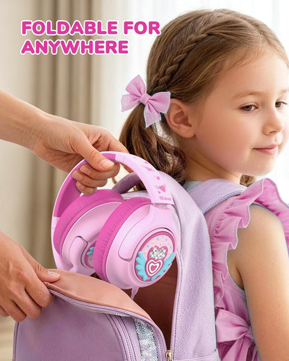 iClever C371 Kids Headphones with Cord for School Boys Girls Travel Gift | SafeSound Tech3.0, Stereo Sound, 3.5mm Jack, Foldable, Durable Headband, Safe Wired Headphones for Kids, Powder Blue