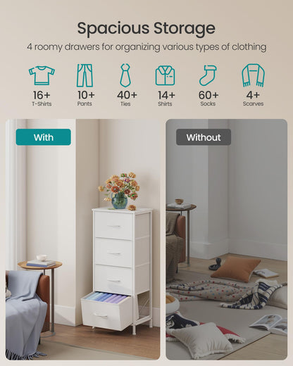 SONGMICS BELLAH Collection - Dresser for Bedroom, Chest of Drawers, Storage Organizer Unit, Closet, Entryway, Steel, 4 Drawers, Modern, Ink Black and Ebony Black ULGS314B01S