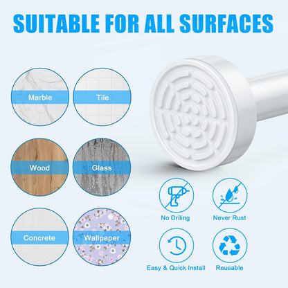 TEECK Shower Curtain Rod, 32-80 inch Adjustable Spring Tension Curtain Rod, Never Rust Anti-Slip Shower Curtain Rod for Bathroom, No Drilling, Never Collapse, Easy to Use, Silver