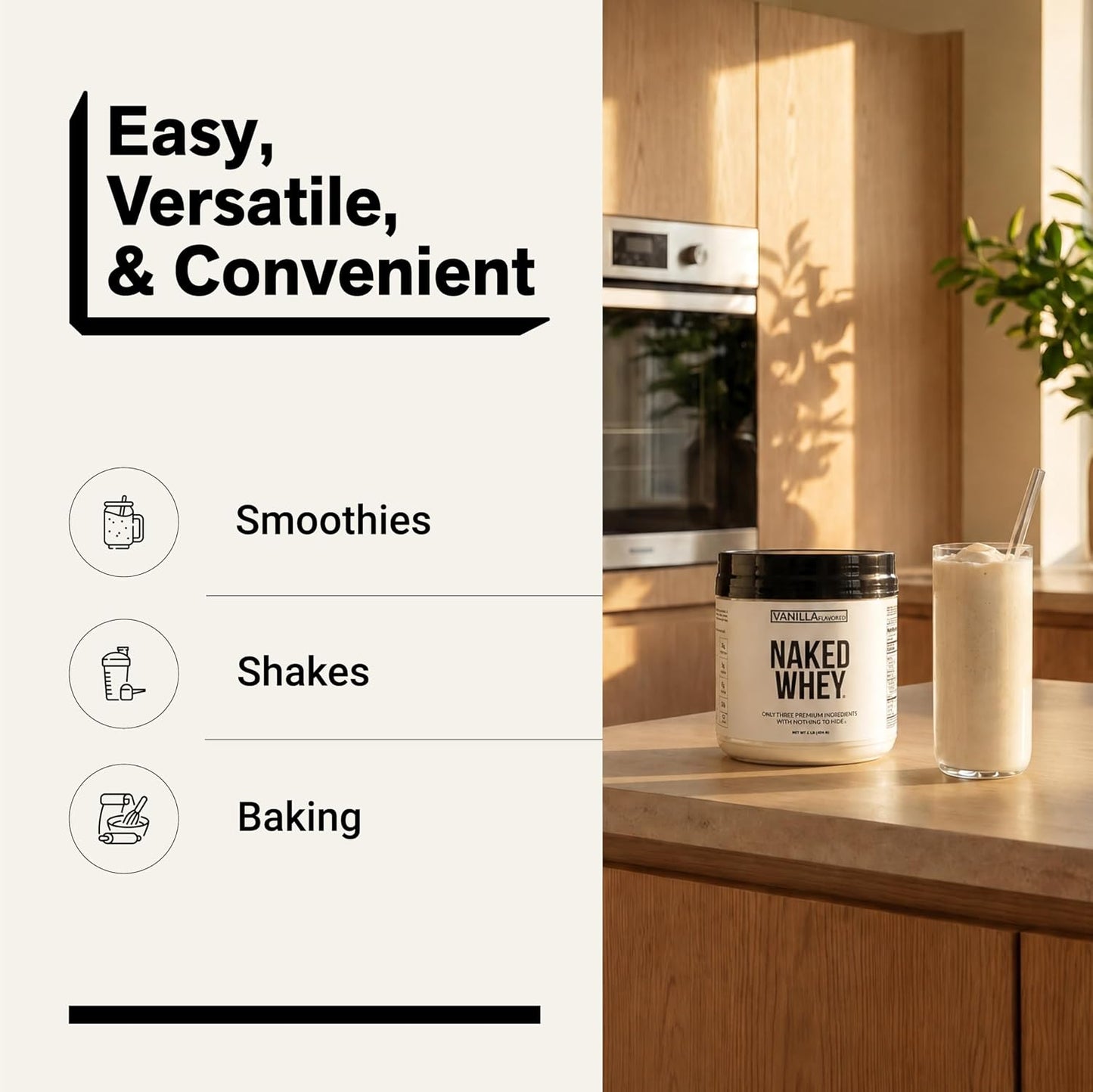 NAKED Whey 1Lb - Only 1 Ingredient, Grass Fed Whey Protein Powder, NSF Certified, Undenatured, No Gmos, No Soy, Gluten Free, Stimulate Growth, Enhance Recovery - 15 Servings