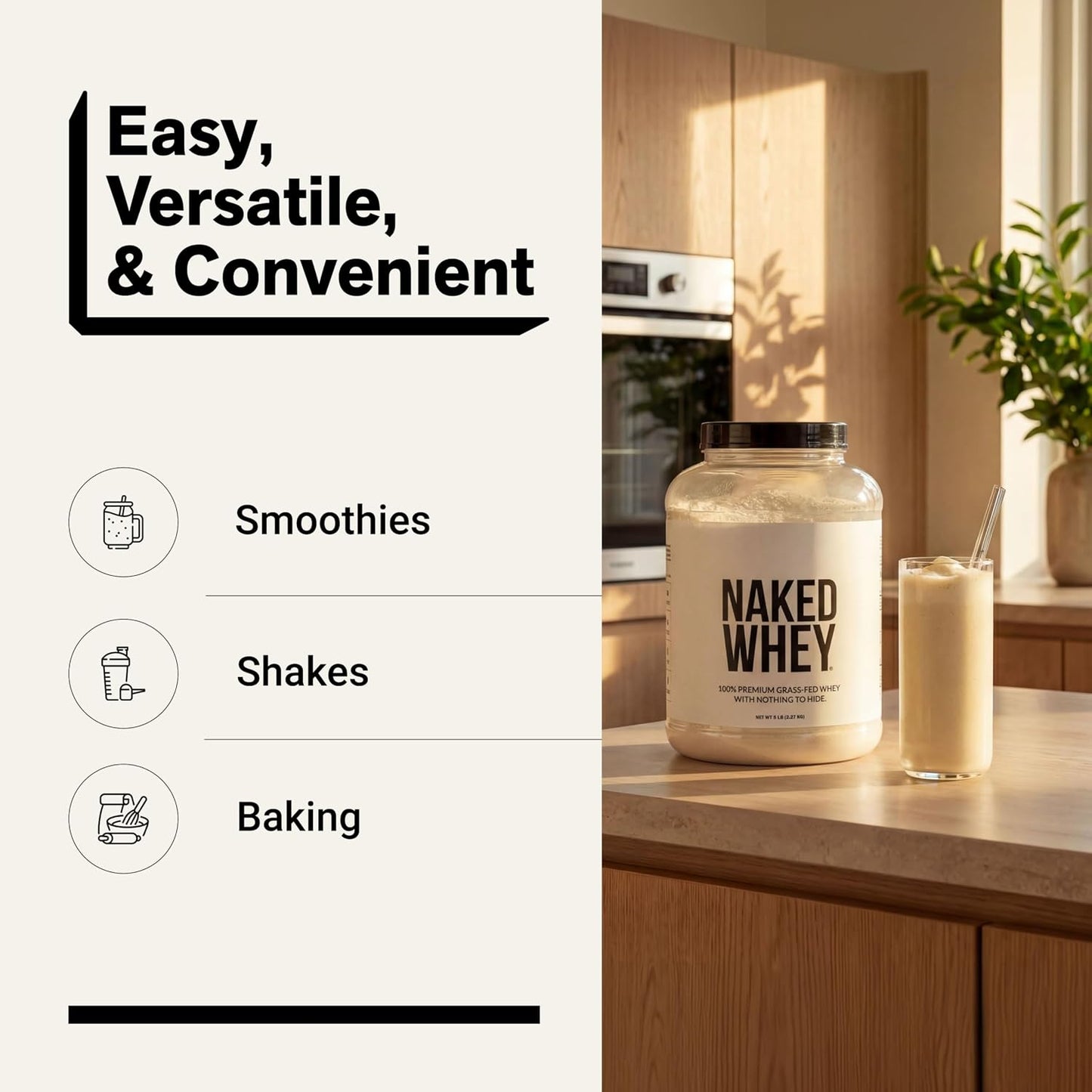 NAKED Whey 1Lb - Only 1 Ingredient, Grass Fed Whey Protein Powder, NSF Certified, Undenatured, No Gmos, No Soy, Gluten Free, Stimulate Growth, Enhance Recovery - 15 Servings