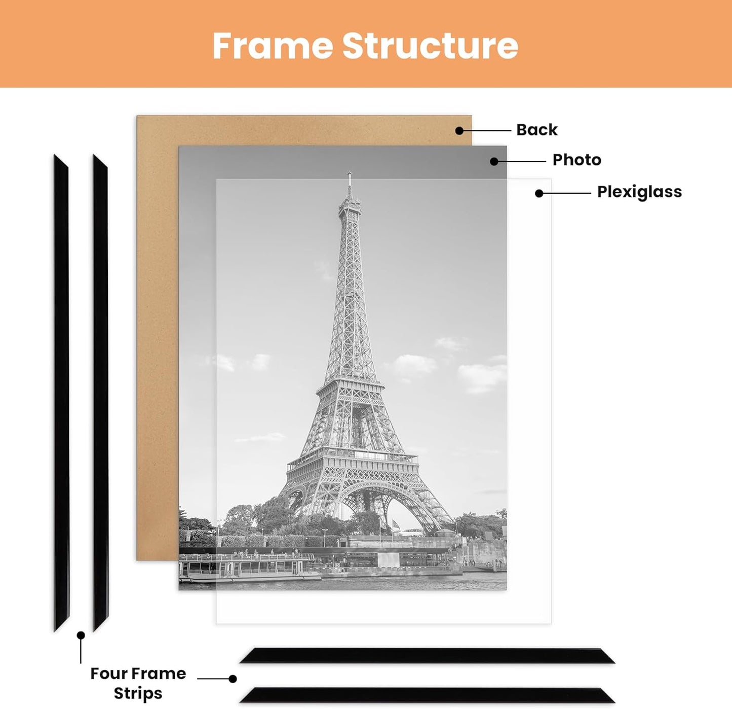 upsimples 12x16 Poster Frame, Easy Slide-In Assembly, Black, 3 Pack | Gallery Wall 12 x 16 Picture Frames Set for Family, Wedding, Christmas, Easy to Change Photos