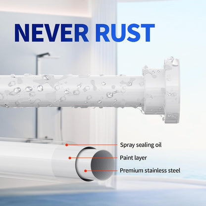 Mcrbeay Shower Curtain Rod, 1" Diameter Heavy Duty Tension Shower Rod | Adjustable 28-74 inch Non Slip No Drill Spring Tension Rod For Bathroom, Shower Stall, No Rust, Bronze