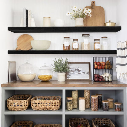 QEEIG Bathroom Floating Shelves for Wall - 15.7" Wall Mounted Shelf Over Toilet Farmhouse Home Decor Display Bookshelf Small 15.7 x 6.7 inch Set of 2, Rustic Brown (008-40BN)