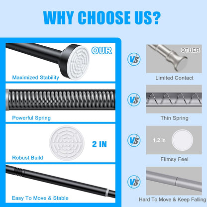 TEECK Shower Curtain Rod, 32-80 inch Adjustable Spring Tension Curtain Rod, Never Rust Anti-Slip Shower Curtain Rod for Bathroom, No Drilling, Never Collapse, Easy to Use, Silver