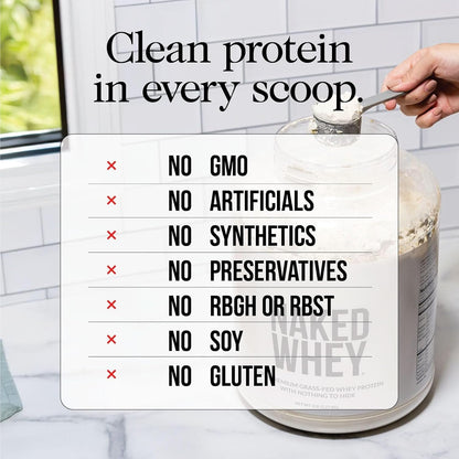 NAKED Whey 1Lb - Only 1 Ingredient, Grass Fed Whey Protein Powder, NSF Certified, Undenatured, No Gmos, No Soy, Gluten Free, Stimulate Growth, Enhance Recovery - 15 Servings