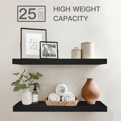 QEEIG Bathroom Floating Shelves for Wall - 15.7" Wall Mounted Shelf Over Toilet Farmhouse Home Decor Display Bookshelf Small 15.7 x 6.7 inch Set of 2, Rustic Brown (008-40BN)