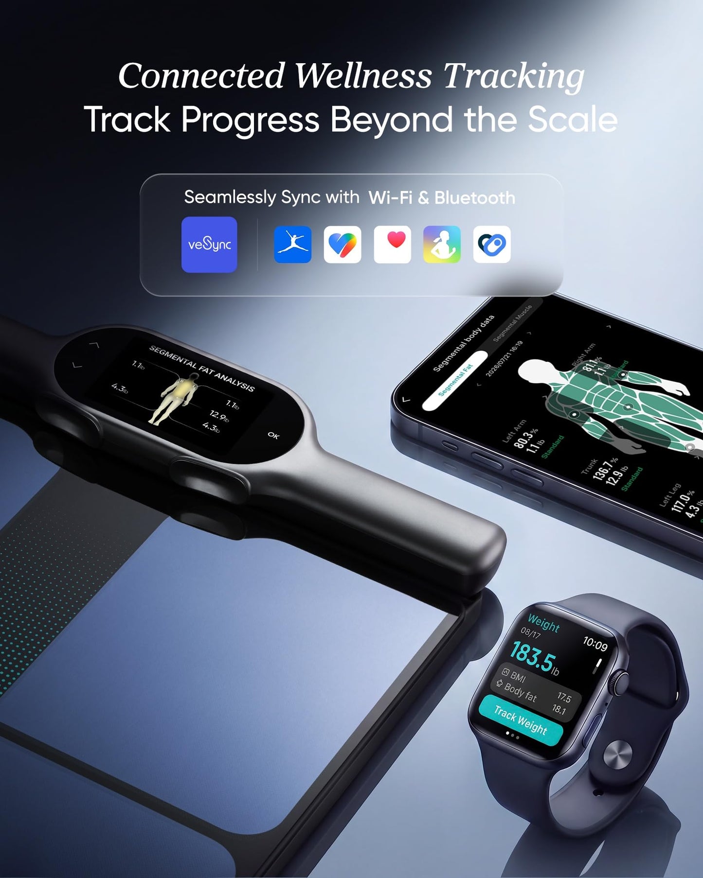 Etekcity Smart Scale for Body Weight, Body Fat and BMI, FSA Eligible | HSA Eligible, Bathroom Scale with Muscle Mass, Accurate Bluetooth App Sync, LED Display and Tempered Glass