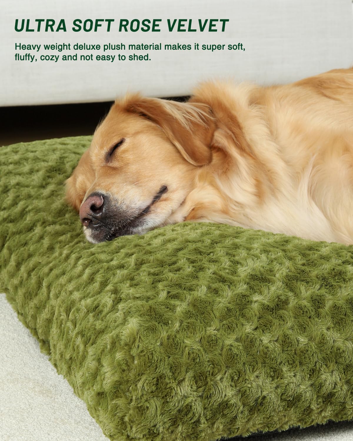 KSIIA Washable Dog Bed Medium Size Dog Crate Bed Plush Pet Mat 35"x23" Gray | Deluxe Plush Comfy Kennel Pad, Anti-Slip Bottom,Deep Sleeping Mat for Medium Dogs,Machine Washable for Easy Cleaning