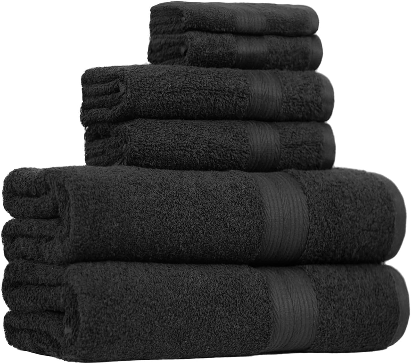 Amazon Basics 6-Piece Oversized Fade-Resistant Towel Set, 100% Cotton, Highly Absorbent, Soft, Teal, 2 Bath Towels, 2 Hand Towels, 2 Washcloths