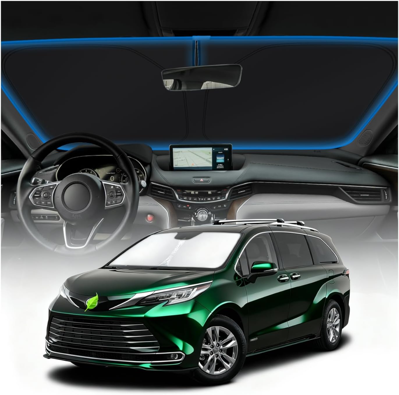 KUST Windshield Sun Shade for Toyota Tacoma Accessories 2016-2025 2026 2Dr 4Dr Pickup Truck, Custom Fit Car Front Window Sunshade Sun Visor Protector Foldable Blocks UV Rays Keep Car Cooler