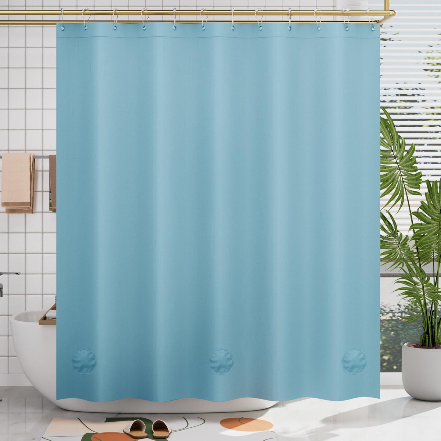 AmazerBath Plastic Shower Curtain Clear Premium PEVA, Clear Shower Curtain Heavy Duty 8G, Weighted Shower Curtains for Bathroom Accessories with 3 Big Stones and 12 Rustproof Grommets, 72x72 Inches