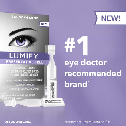 Lumify Redness Relief Eye Drops, Whiter & Brighter Looking Eyes, 0.25 oz | Works in 1 minute, lasts up to 8 hours, For Whiter & Brighter Looking Eyes, 1 bottle