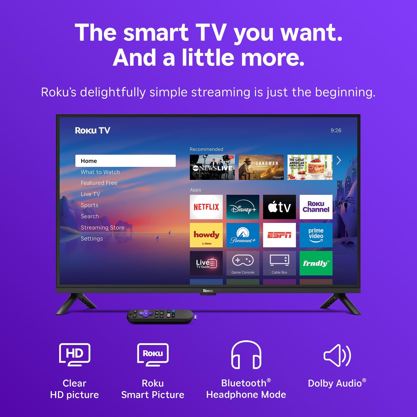 Roku 40-Inch Smart TV 2026 - Select Series, 1080p Full HD TV - RokuTV | Flat Screen LED Television with Voice Remote, Wi-Fi & Bluetooth Headphone Mode - Streaming Live Local News Sports & Movies