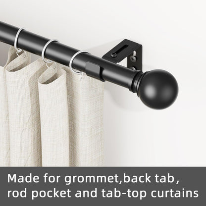GXOACKJ Curtain Rods for windows 32-48 inch, 5/8 inch Decorative Curtain Rod Set, Matte Black Splicing Heavy Duty Metal Curtain Rod with Brackets