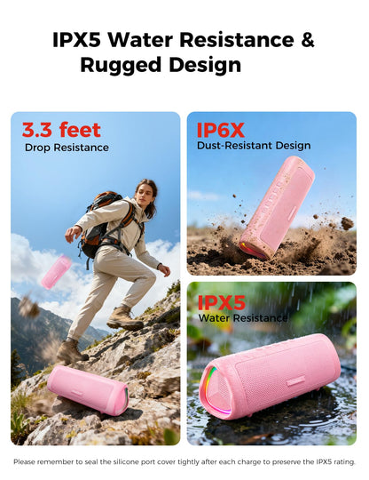Bluetooth Speaker, 20W HD Sound, Portable Wireless, IPX5 Waterproof, Up to 24H Playtime, TWS Pairing, for Home/Party/Outdoor/Camping/Beach Essentials, Electronic Gadgets, Birthday Gift (Black)