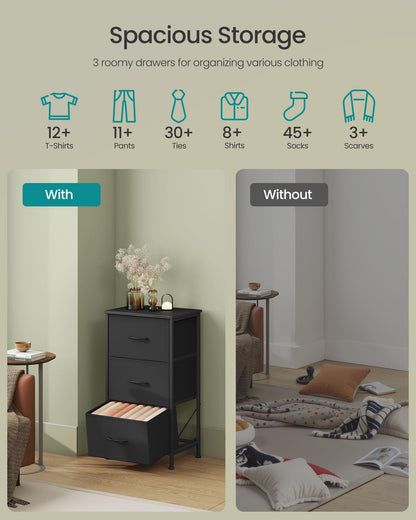 SONGMICS BELLAH Collection - Dresser for Bedroom, Chest of Drawers, Storage Organizer Unit, Closet, Entryway, Steel, 4 Drawers, Modern, Ink Black and Ebony Black ULGS314B01S