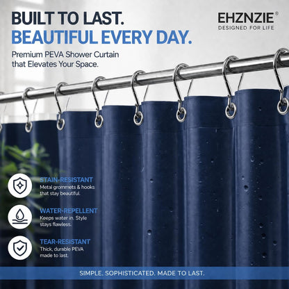 EHZNZIE White Shower Curtain Liner 72x72, PEVA Waterproof Bath Curtain, No Chemical Smell, 3 Weighted Magnets, Durable with Rustproof Metal Grommets