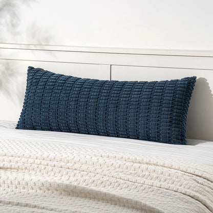 MIULEE Corduroy Decorative Throw Pillow Covers 18x18 Aqua Green Pack of 2 | Soft Boho Striped Pillow Covers Modern Farmhouse Home Decor For Sofa Living Room Couch Bed