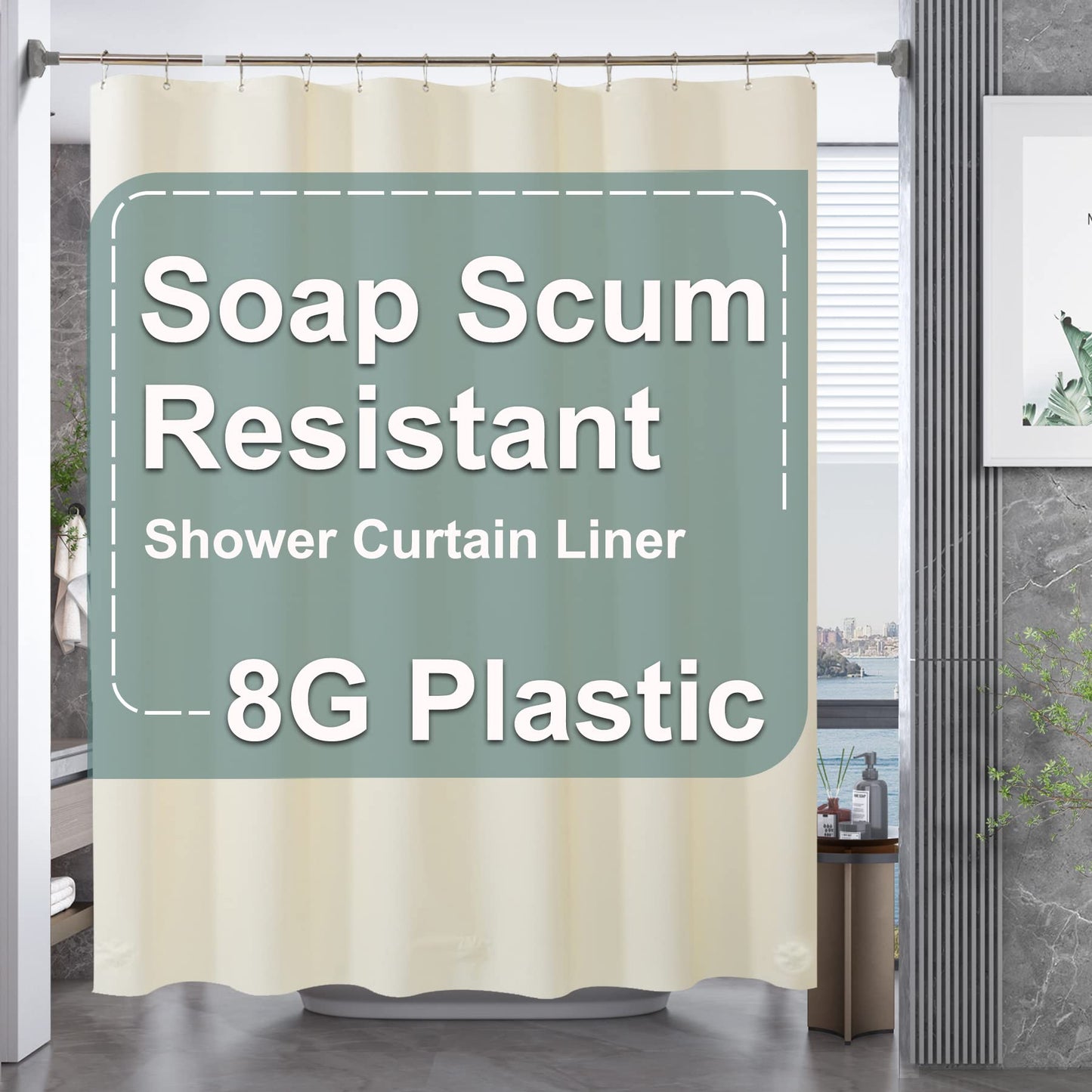 AmazerBath Plastic Shower Curtain Clear Premium PEVA, Clear Shower Curtain Heavy Duty 8G, Weighted Shower Curtains for Bathroom Accessories with 3 Big Stones and 12 Rustproof Grommets, 72x72 Inches